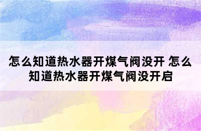 怎么知道热水器开煤气阀没开 怎么知道热水器开煤气阀没开启